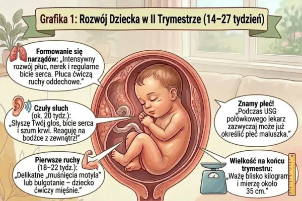 II 2 trymestr Rozwój płodu w drugim trymestrze_ Pierwsze ruchy, zmysły i płeć